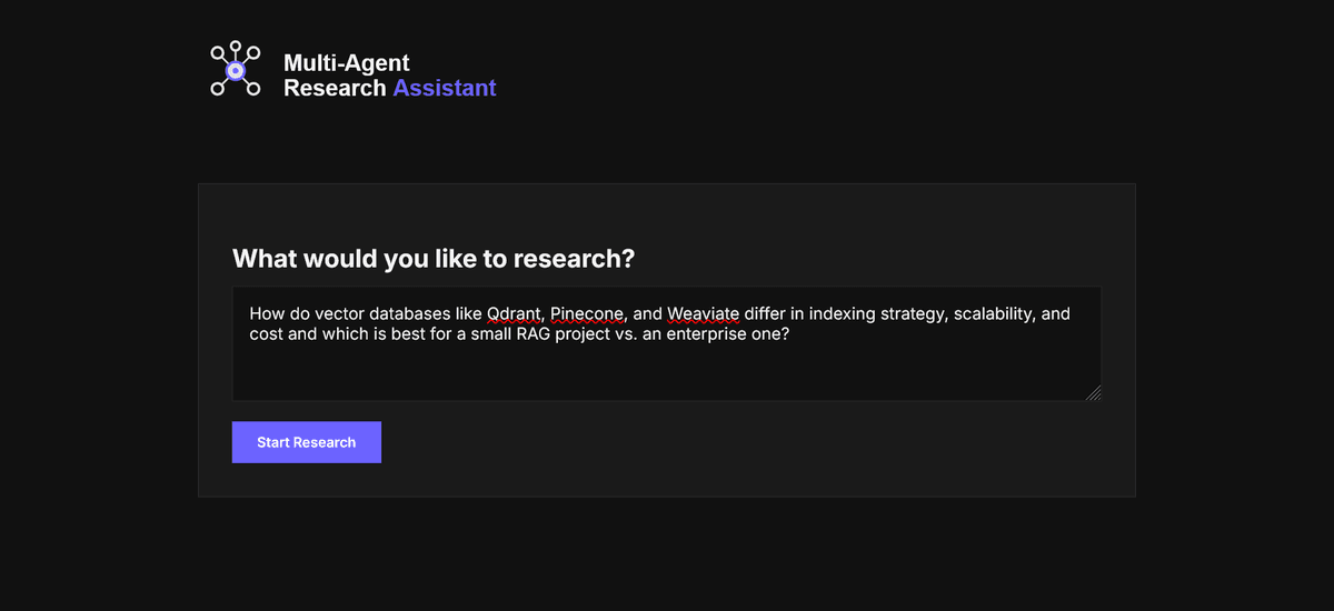 Showing searchbar and CTA button to start a query